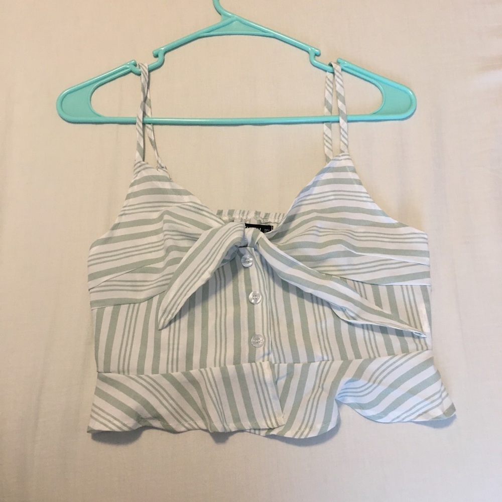 Striped tied up crop top